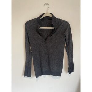 Lululemon Rest Less 1/2‎ Zip Sweater Running Outdoors Size 4 Black Gray